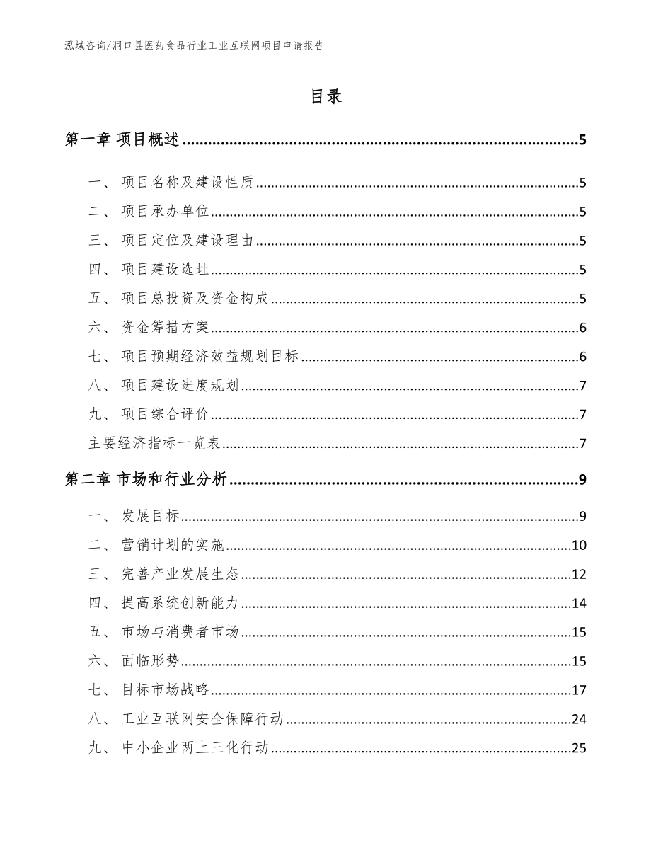 洞口县医药食品行业工业互联网项目申请报告_模板范本_第1页