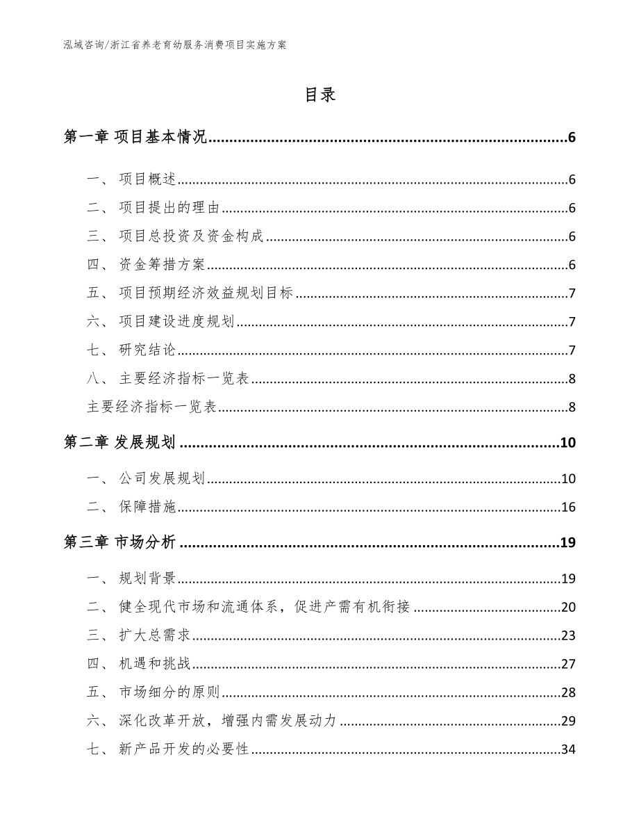 浙江省养老育幼服务消费项目实施方案（模板范文）_第1页