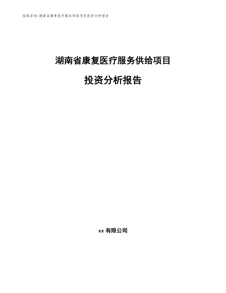 湖南省康复医疗服务供给项目投资分析报告_第1页