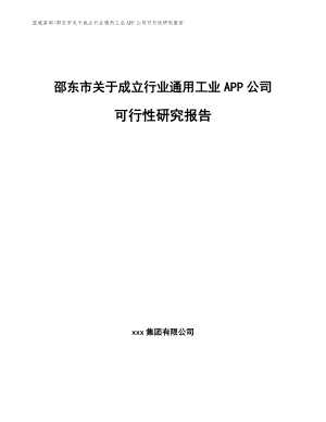 邵东市关于成立行业通用工业APP公司可行性研究报告【模板参考】