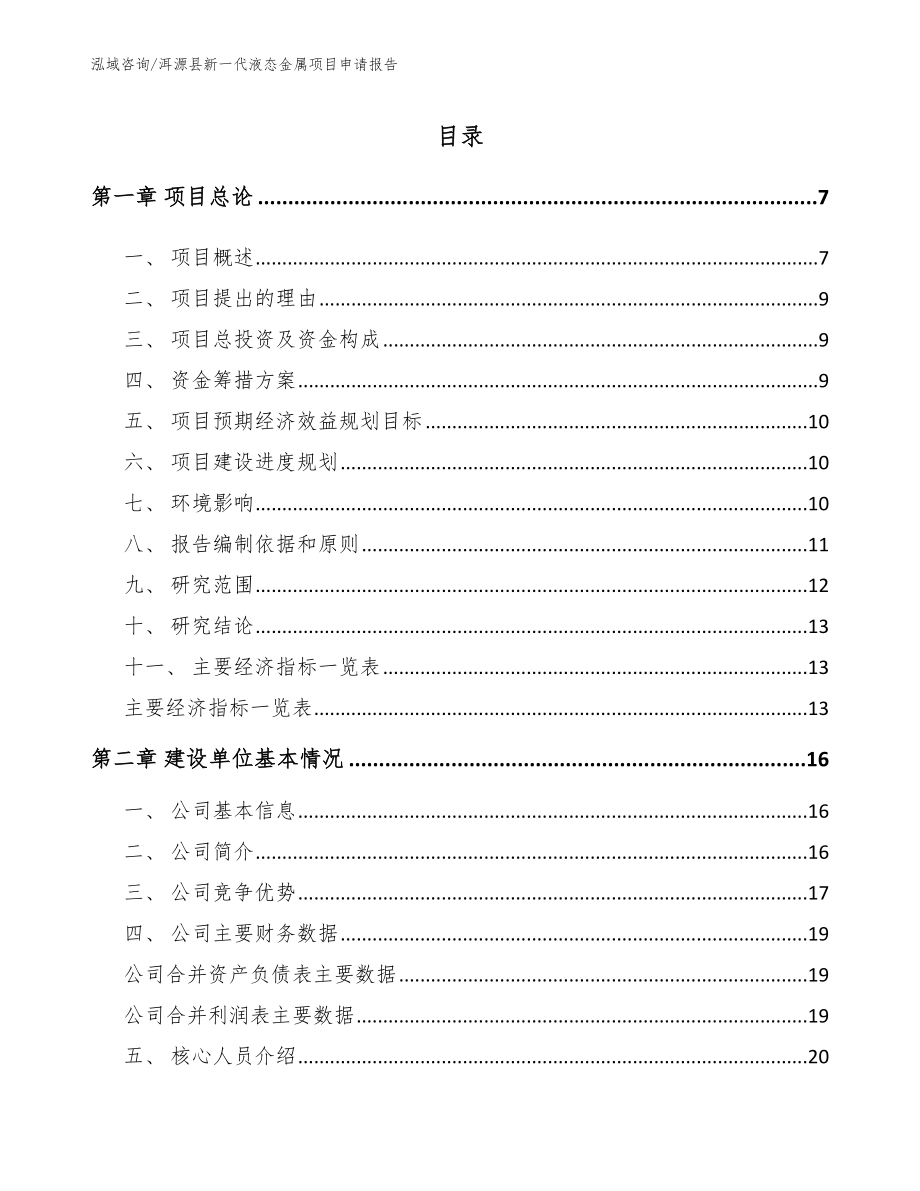 洱源县新一代液态金属项目申请报告范文_第1页