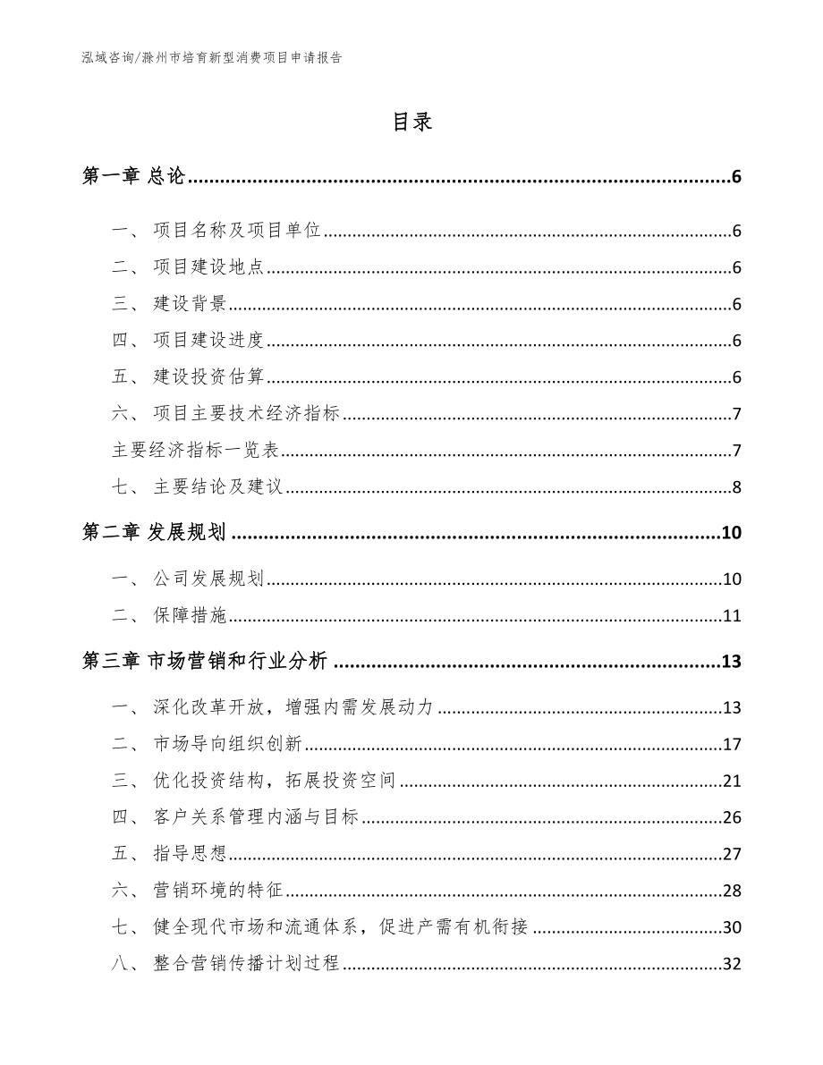 滁州市培育新型消费项目申请报告_第1页