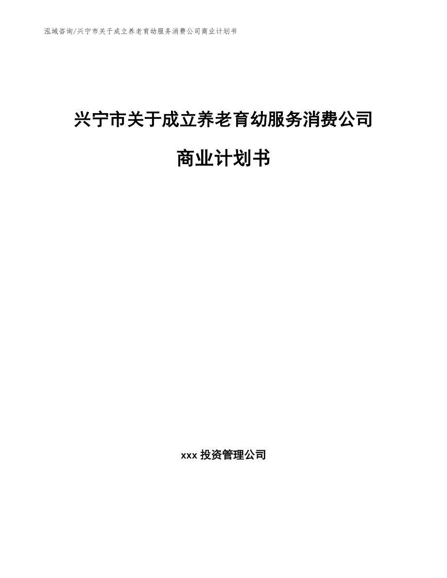 兴宁市关于成立养老育幼服务消费公司商业计划书（范文模板）_第1页