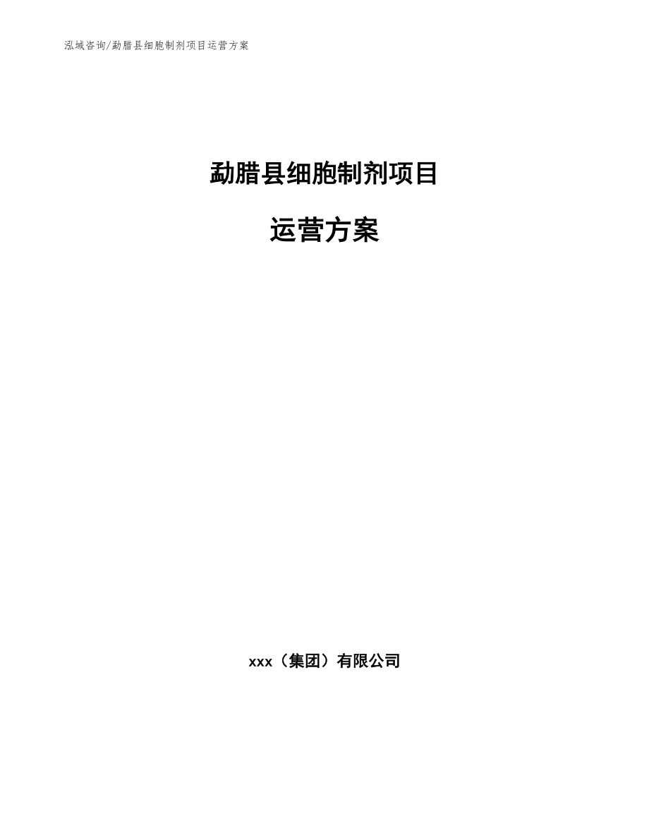 勐腊县细胞制剂项目运营方案_第1页