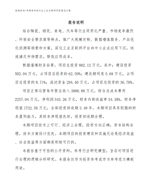 双峰县传统行业工业互联网项目策划方案【参考范文】