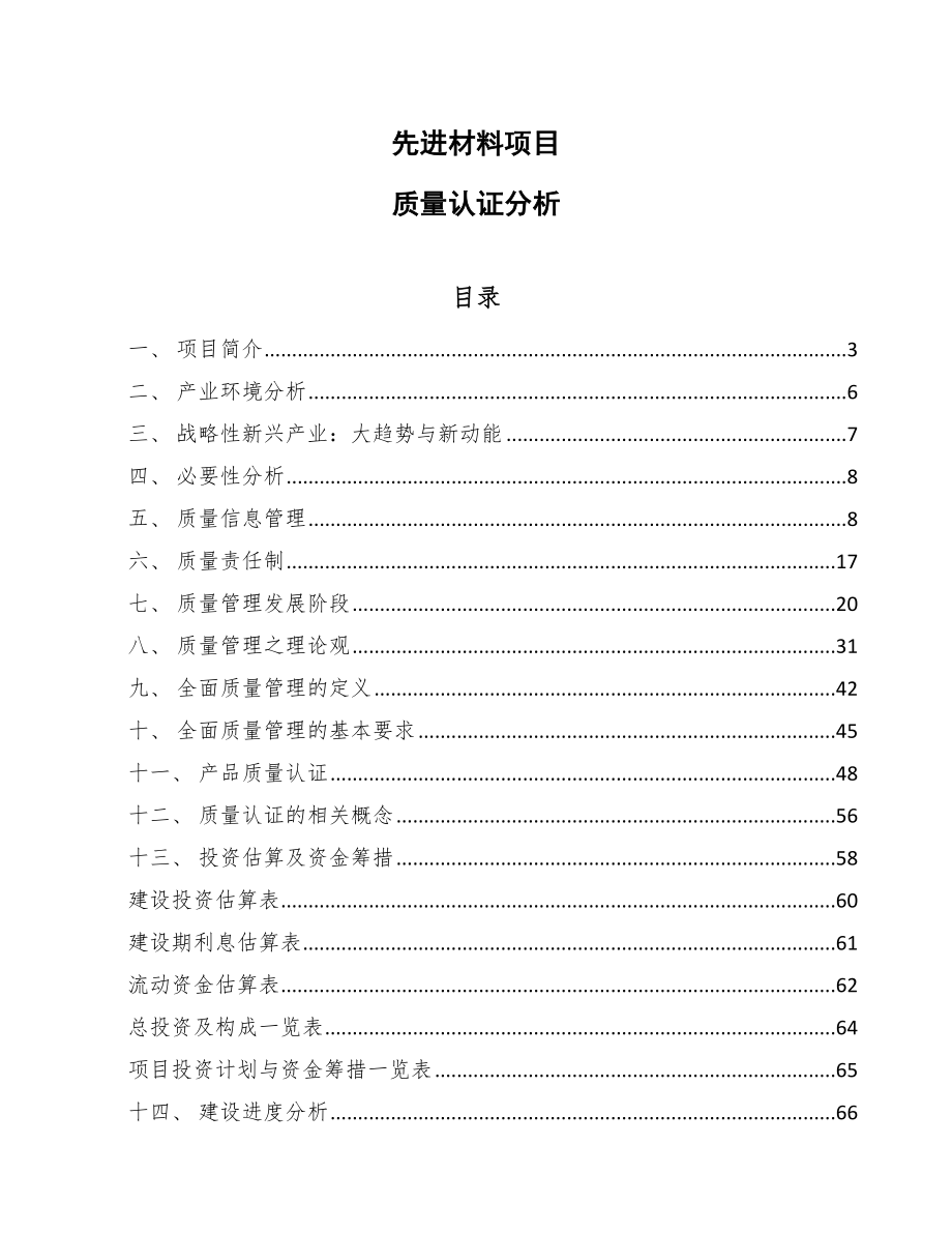 先进材料项目质量认证分析（参考）_第1页