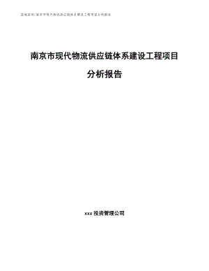 南京市现代物流供应链体系建设工程项目分析报告【范文模板】