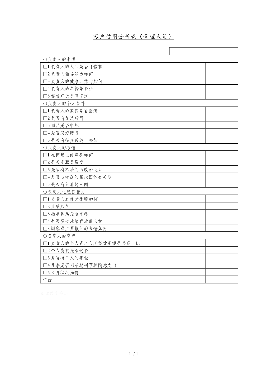 客户信用分析调查表(doc 4个)_第1页