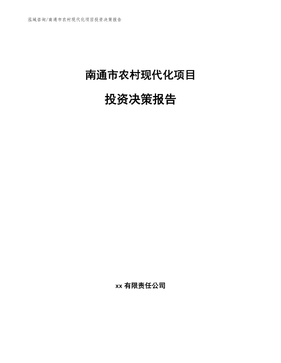 南通市农村现代化项目投资决策报告_第1页