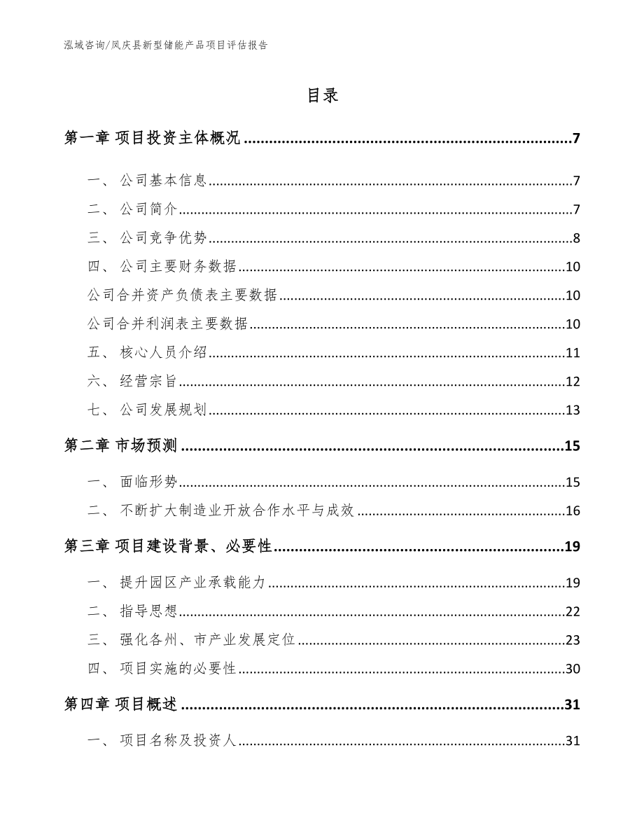 凤庆县新型储能产品项目评估报告（模板范本）_第1页