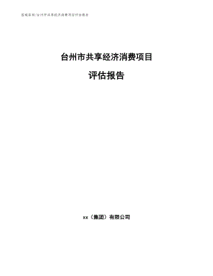 台州市共享经济消费项目评估报告【模板范本】