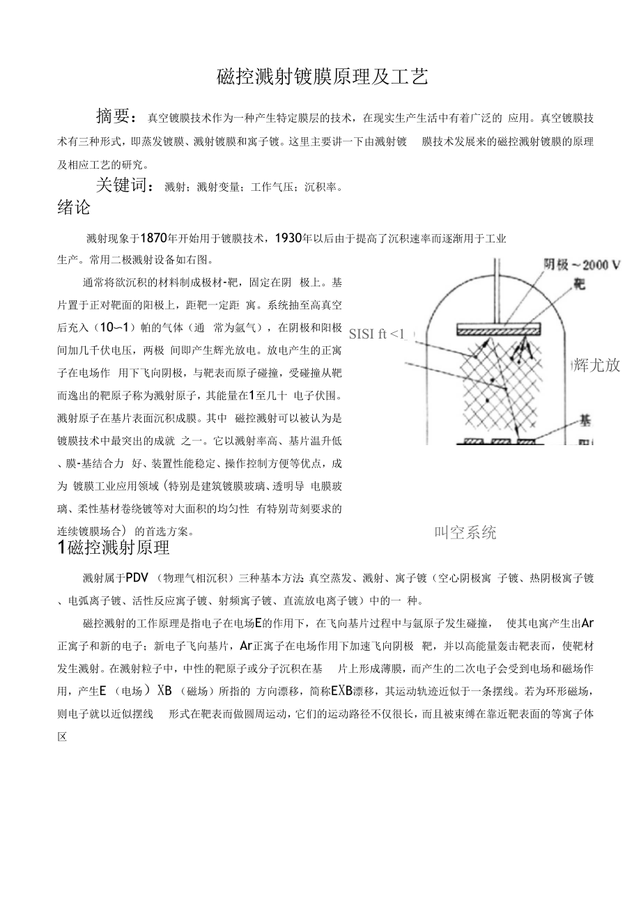 磁控溅射镀膜原理和工艺设计_第1页