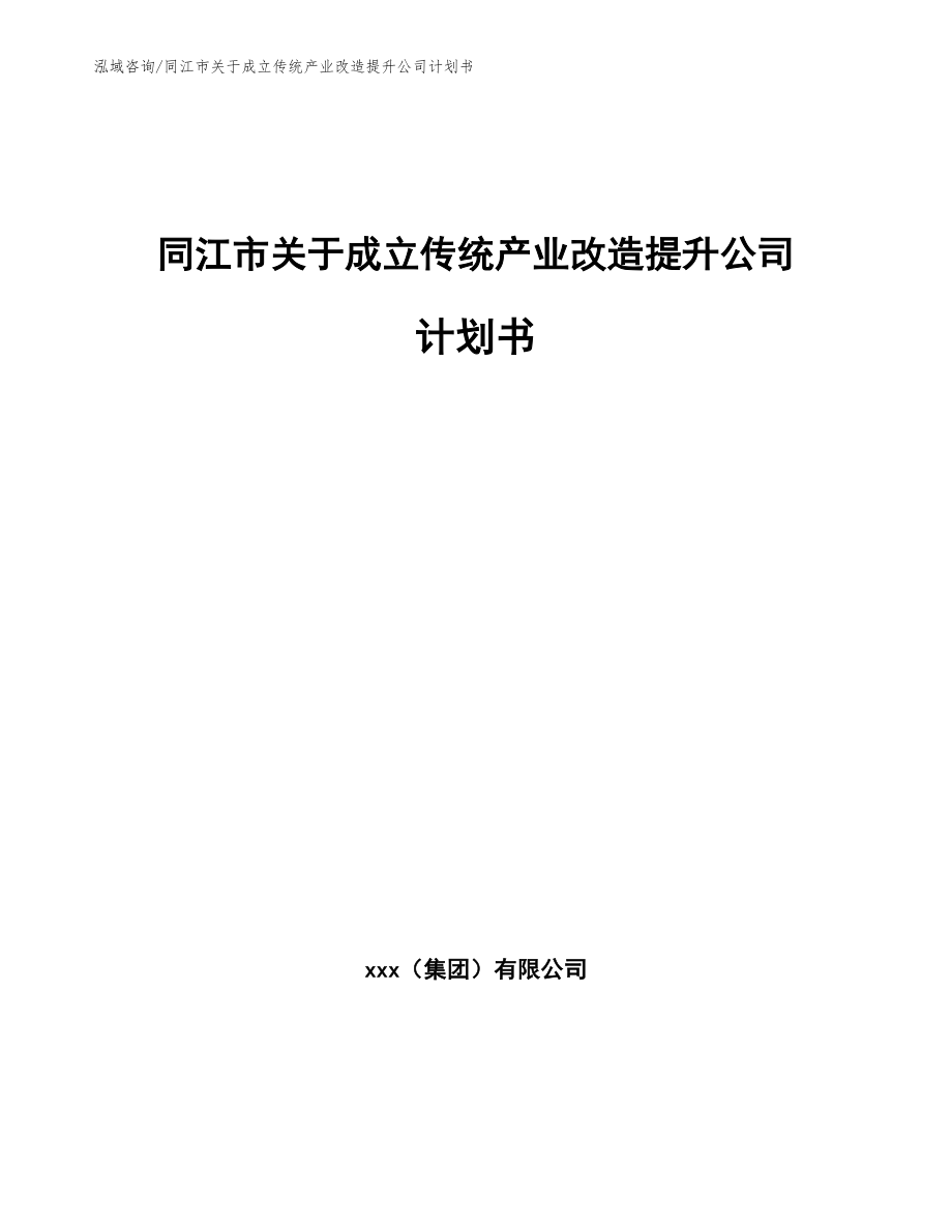 同江市关于成立传统产业改造提升公司计划书（模板范文）_第1页