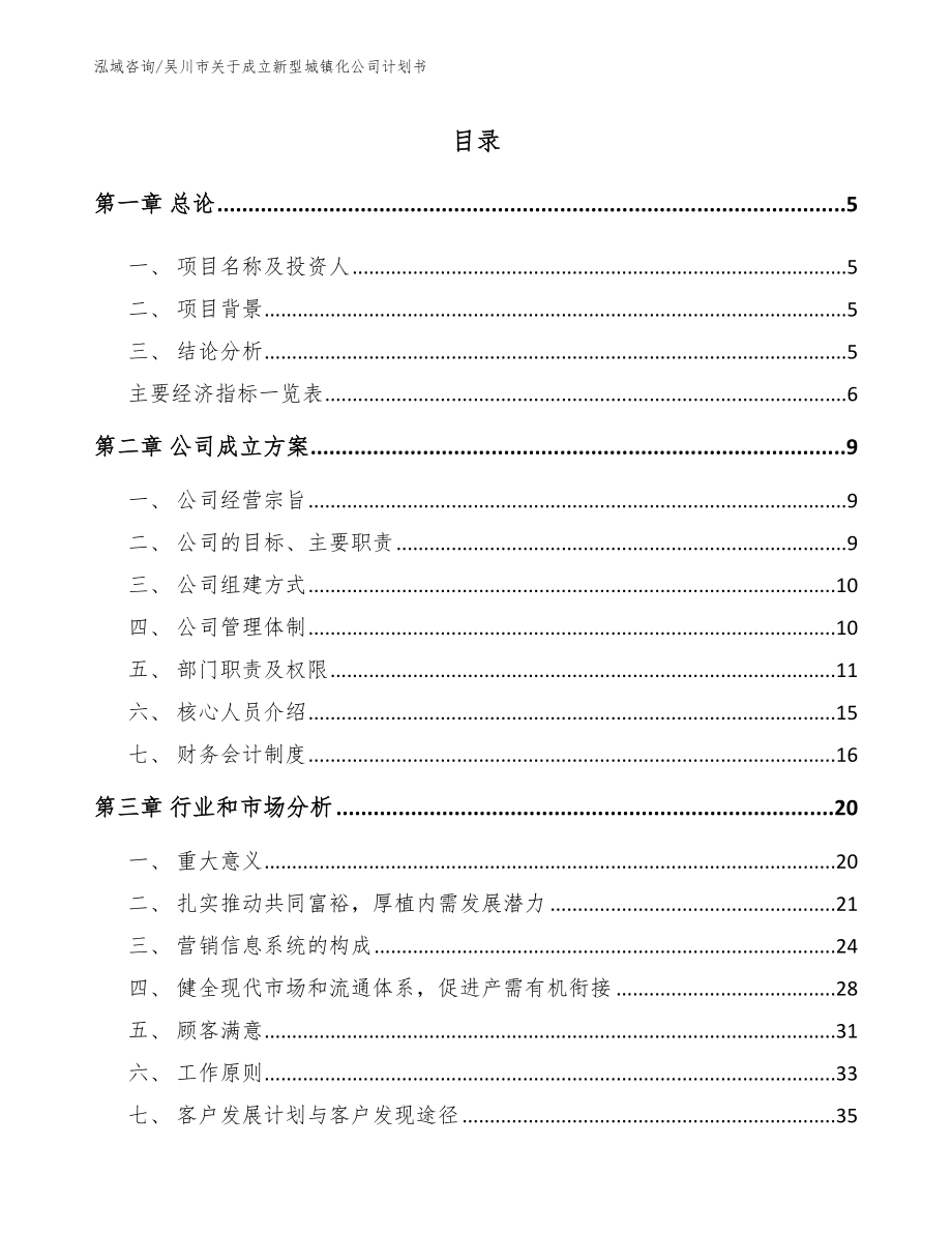 吴川市关于成立新型城镇化公司计划书【范文模板】_第1页