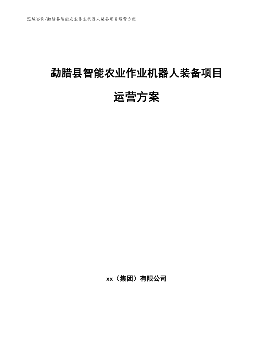 勐腊县智能农业作业机器人装备项目运营方案（参考模板）_第1页