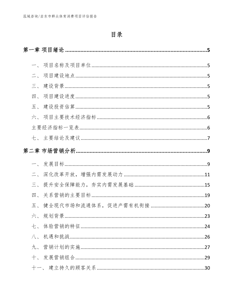 启东市群众体育消费项目评估报告（范文模板）_第1页