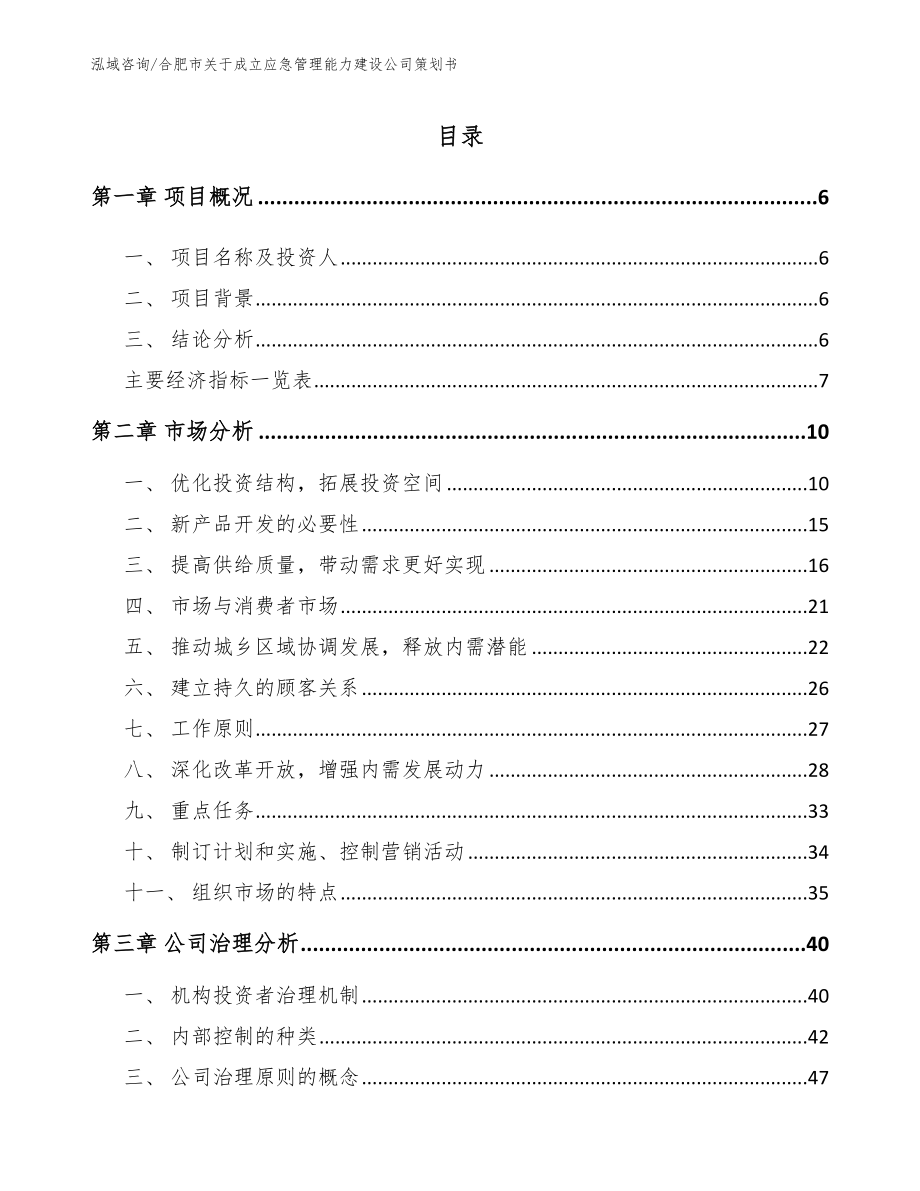 合肥市关于成立应急管理能力建设公司策划书（参考模板）_第1页