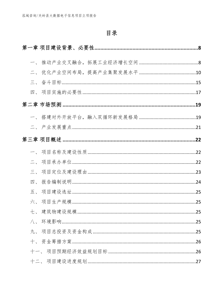 关岭县大数据电子信息项目立项报告（范文模板）_第1页