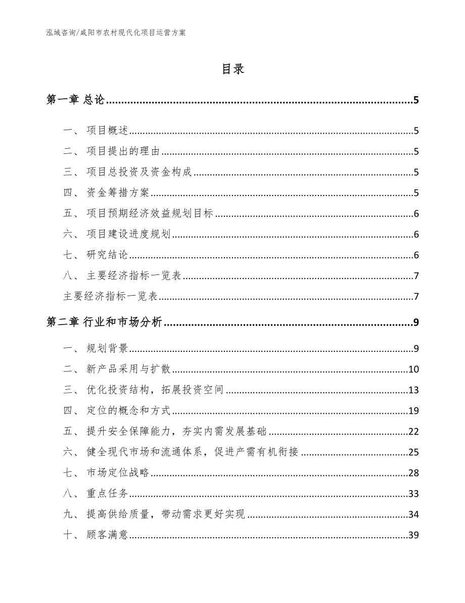 咸阳市农村现代化项目运营方案_模板范本_第1页