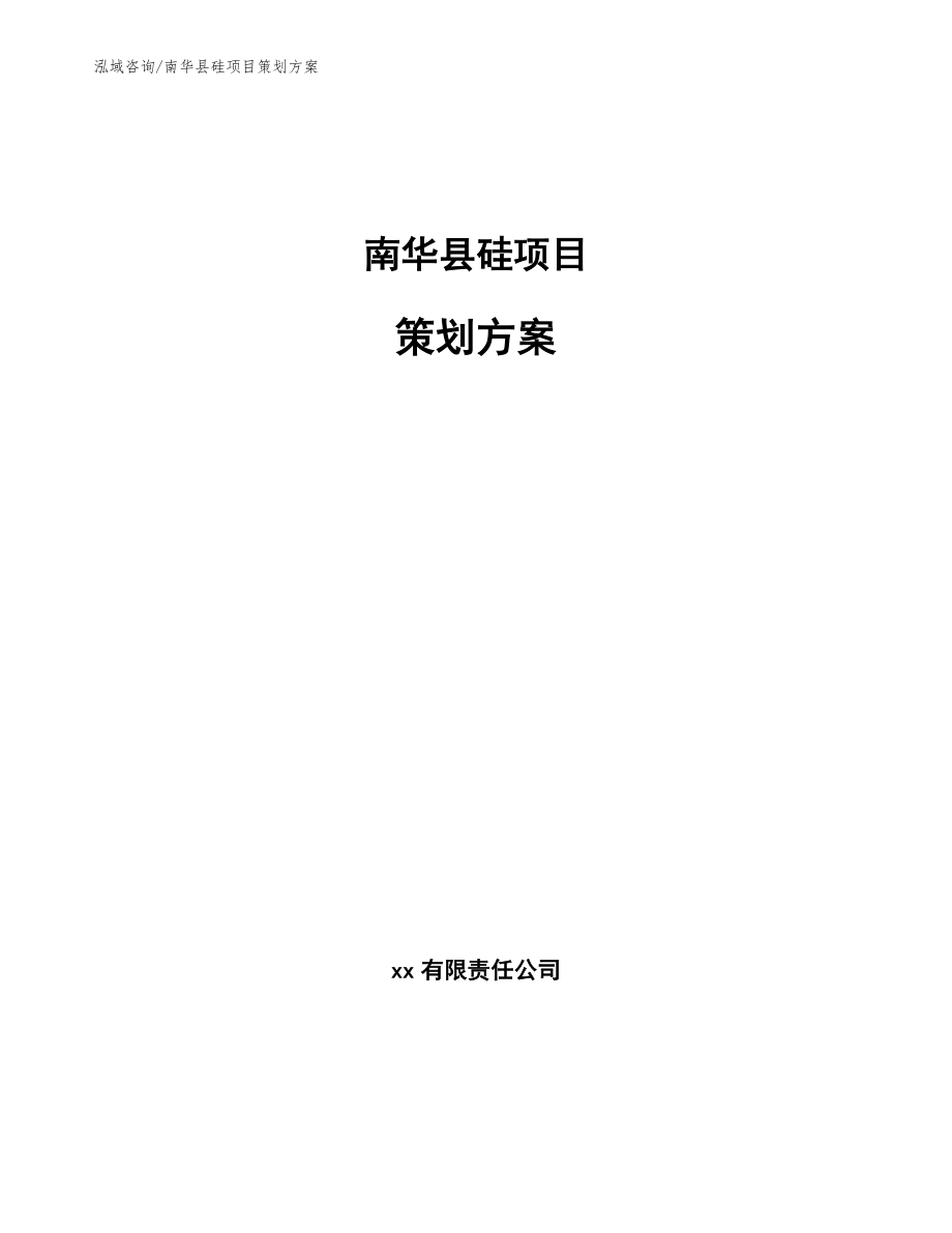 南华县硅项目策划方案（模板范文）_第1页