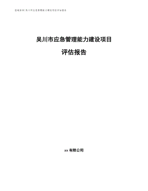 吴川市应急管理能力建设项目评估报告