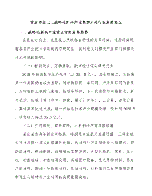 重庆市级以上战略性新兴产业集群所处行业发展概况