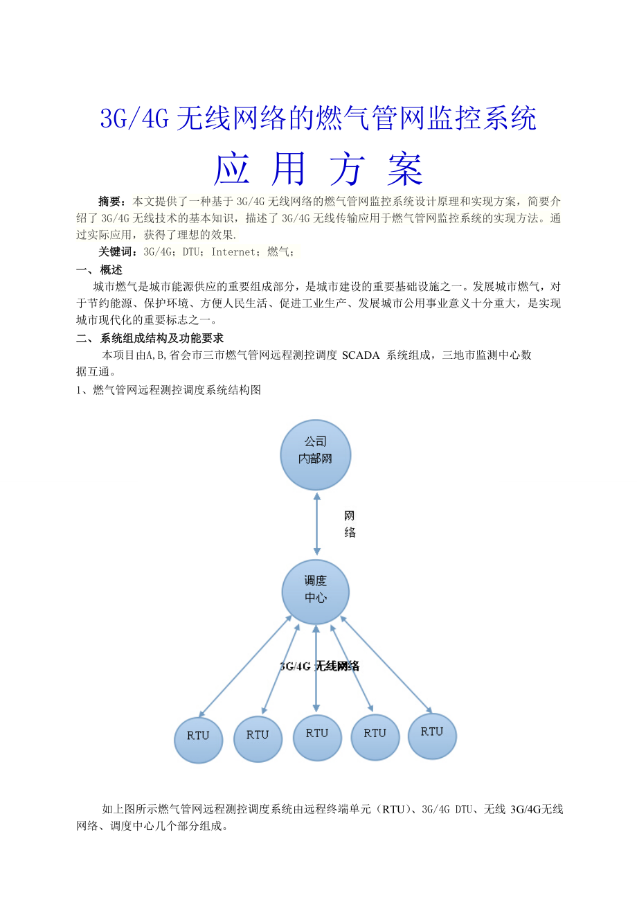 3G 4G DTU 燃气管网无线远程测控调度SCADA系统_第1页