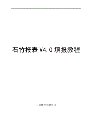 石竹报表V4.0填报教程(精品)