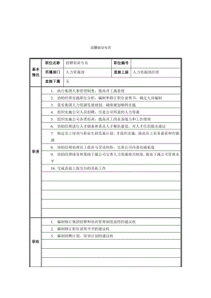 招聘培训专员岗位说明书