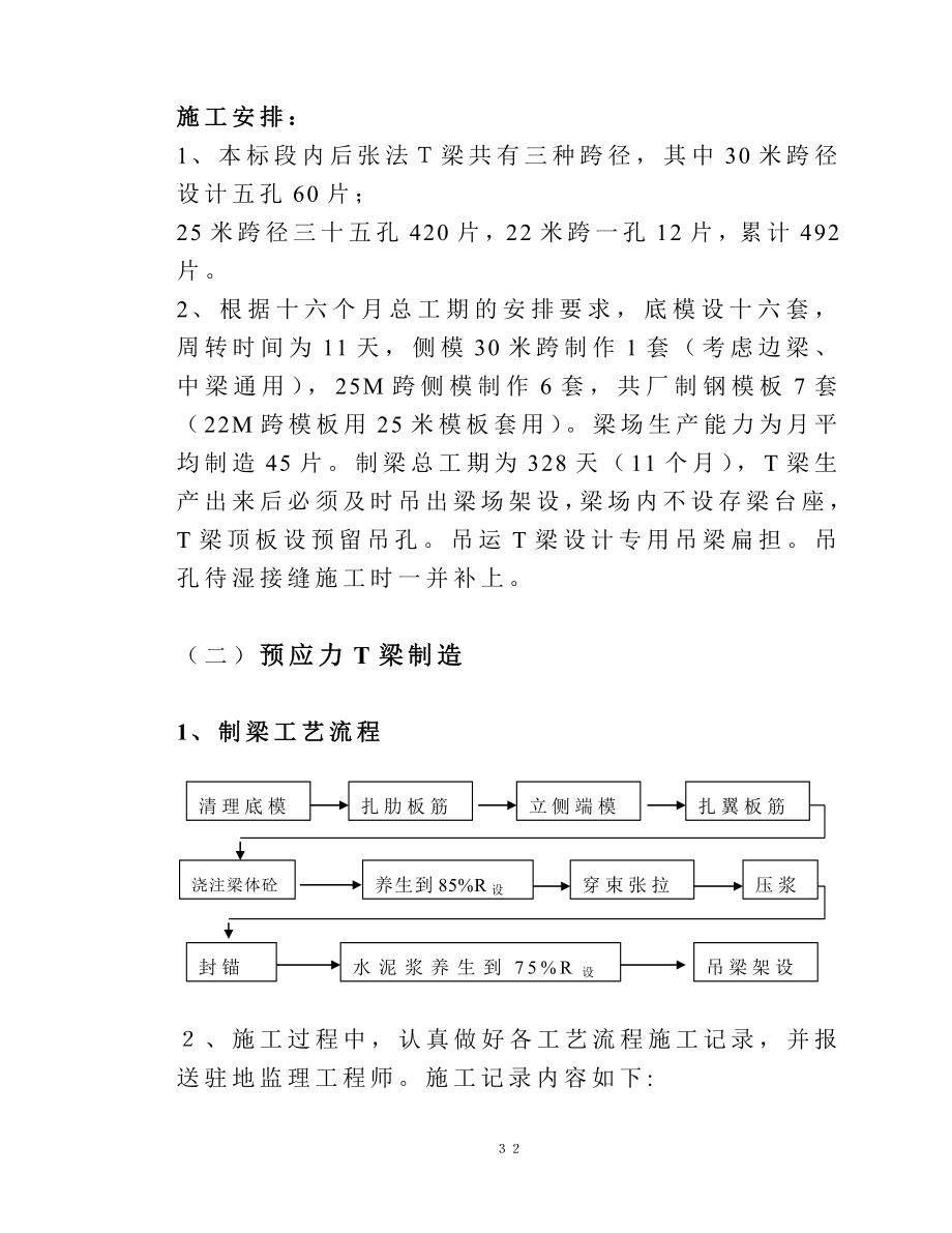 新《施工组织设计》后张法预制T梁制制造及架设（艾工）_第1页