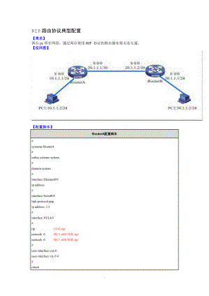 RIP路由协议典型配置(H3C网络设备)