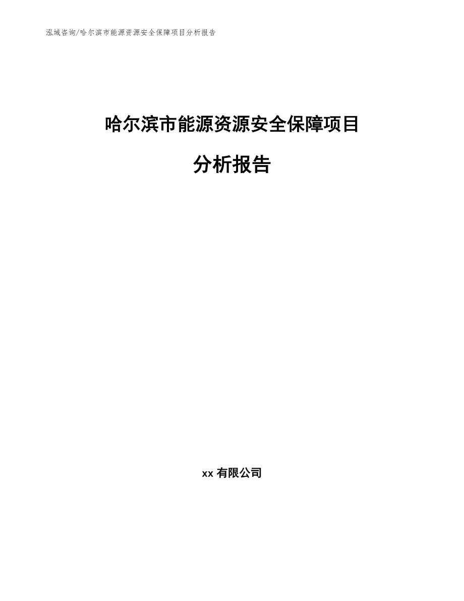 哈尔滨市能源资源安全保障项目分析报告_范文模板_第1页