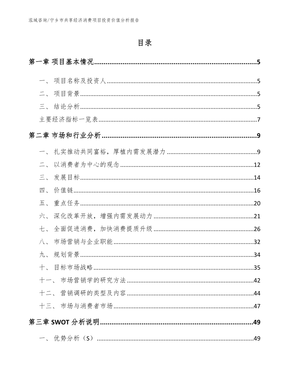 宁乡市共享经济消费项目投资价值分析报告范文_第1页