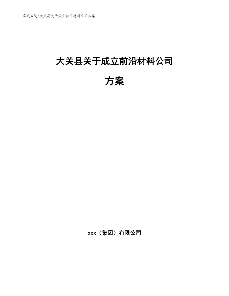 大关县关于成立前沿材料公司方案_第1页
