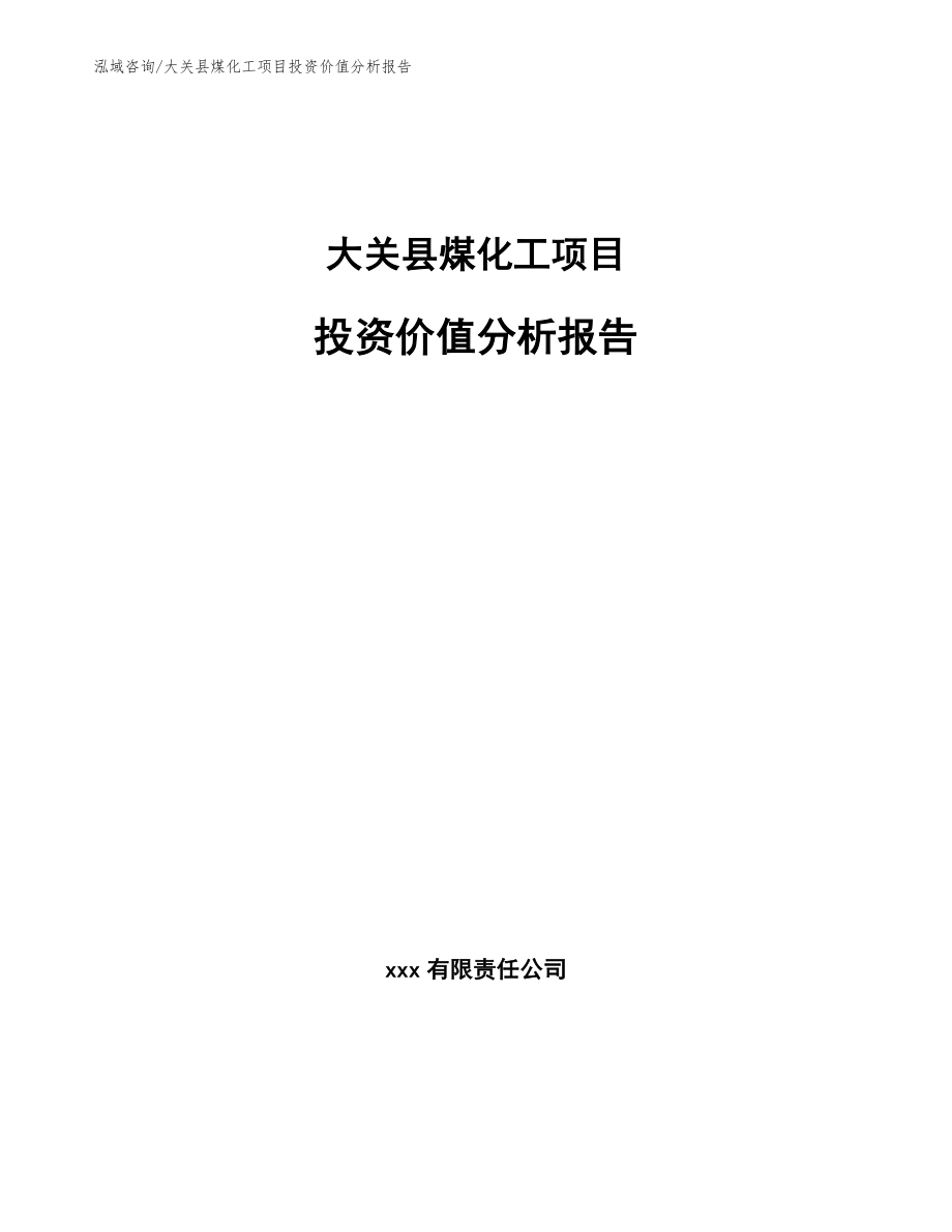 大关县煤化工项目投资价值分析报告模板范文_第1页