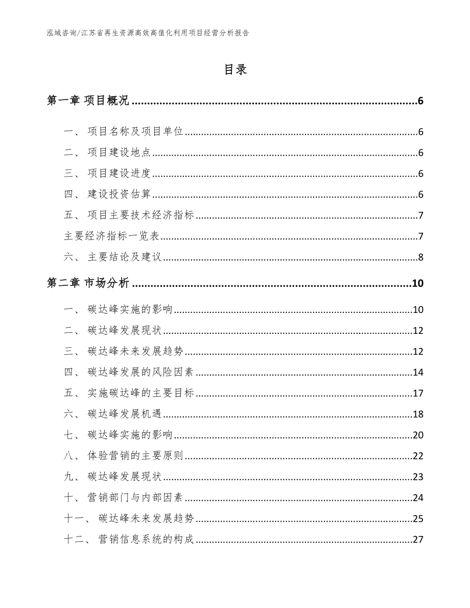 江苏省再生资源高效高值化利用项目经营分析报告_第1页