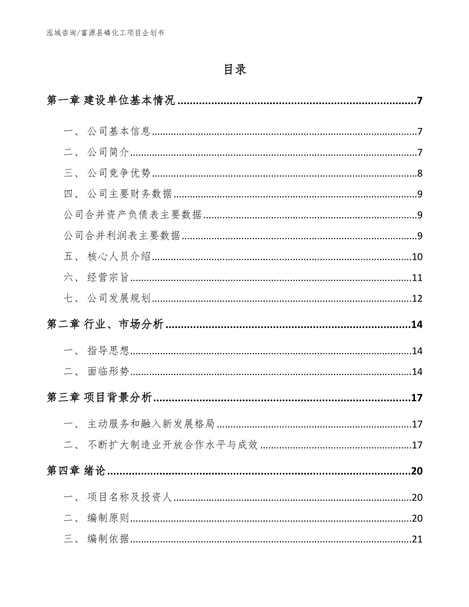 富源县磷化工项目企划书【范文】_第1页