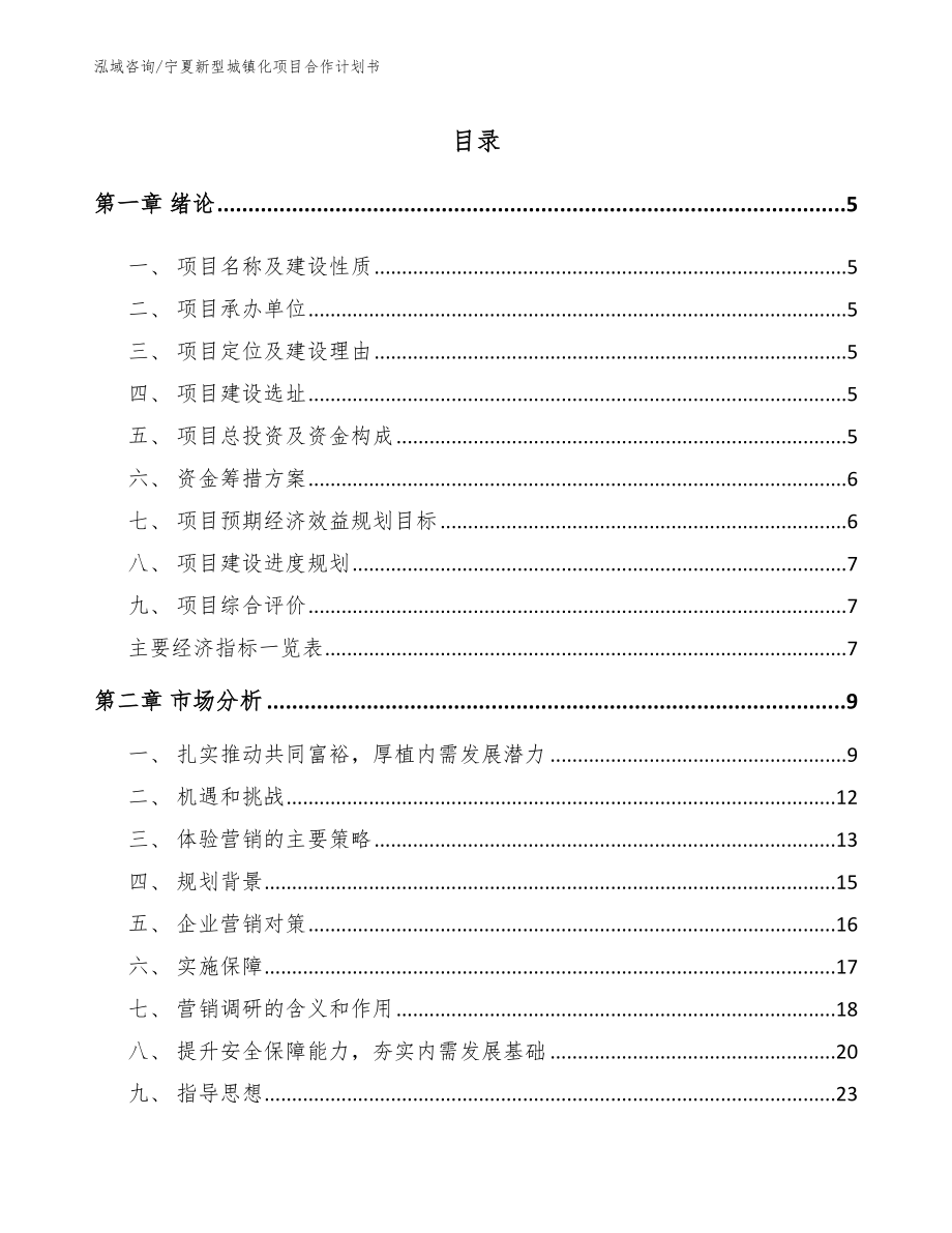 宁夏新型城镇化项目合作计划书（模板范文）_第1页