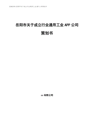 岳阳市关于成立行业通用工业APP公司策划书（范文参考）