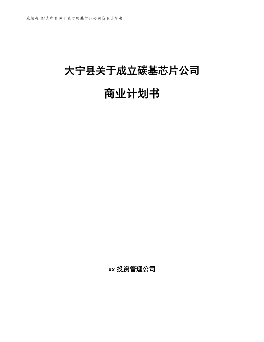 大宁县关于成立碳基芯片公司商业计划书_第1页