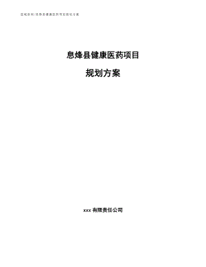 息烽县健康医药项目规划方案（范文模板）