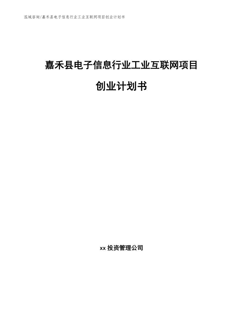 嘉禾县电子信息行业工业互联网项目创业计划书_第1页