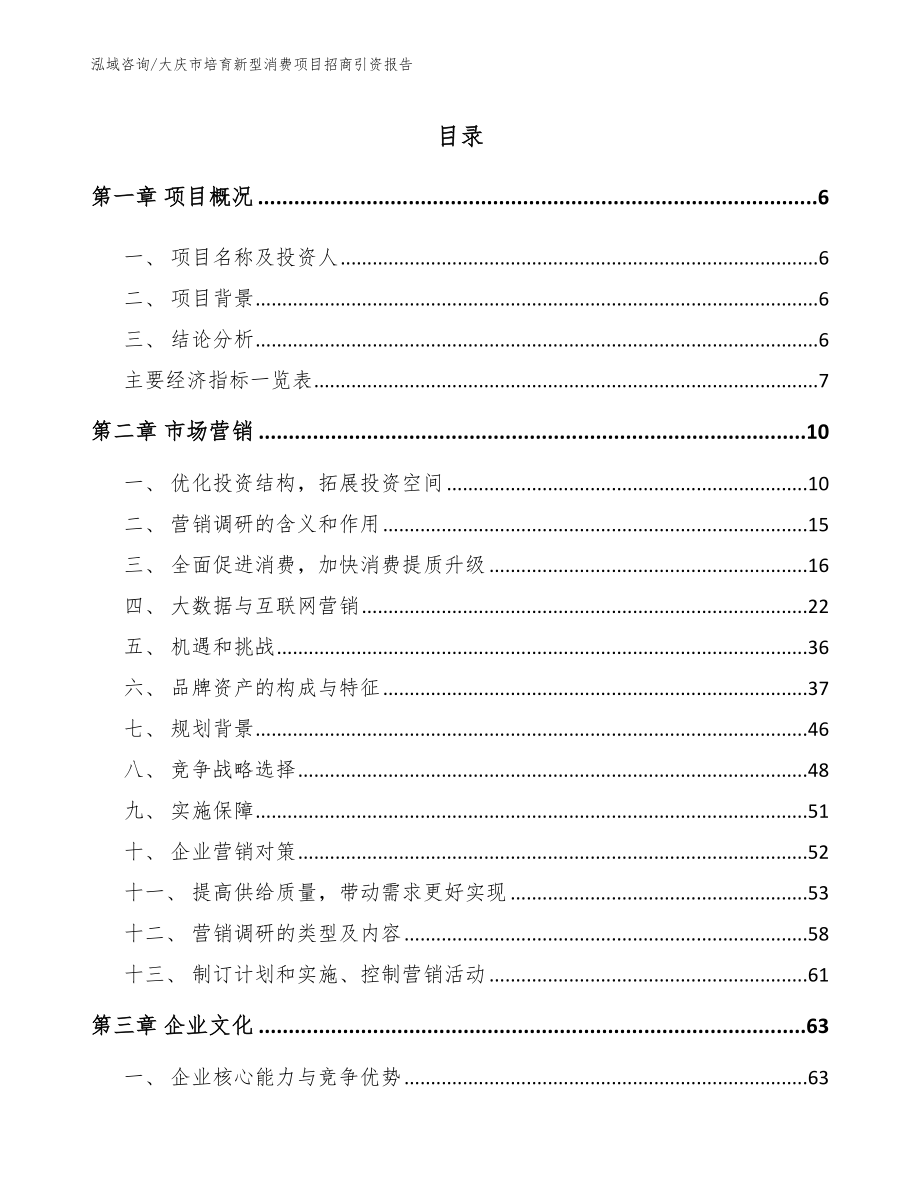 大庆市培育新型消费项目招商引资报告【模板】_第1页