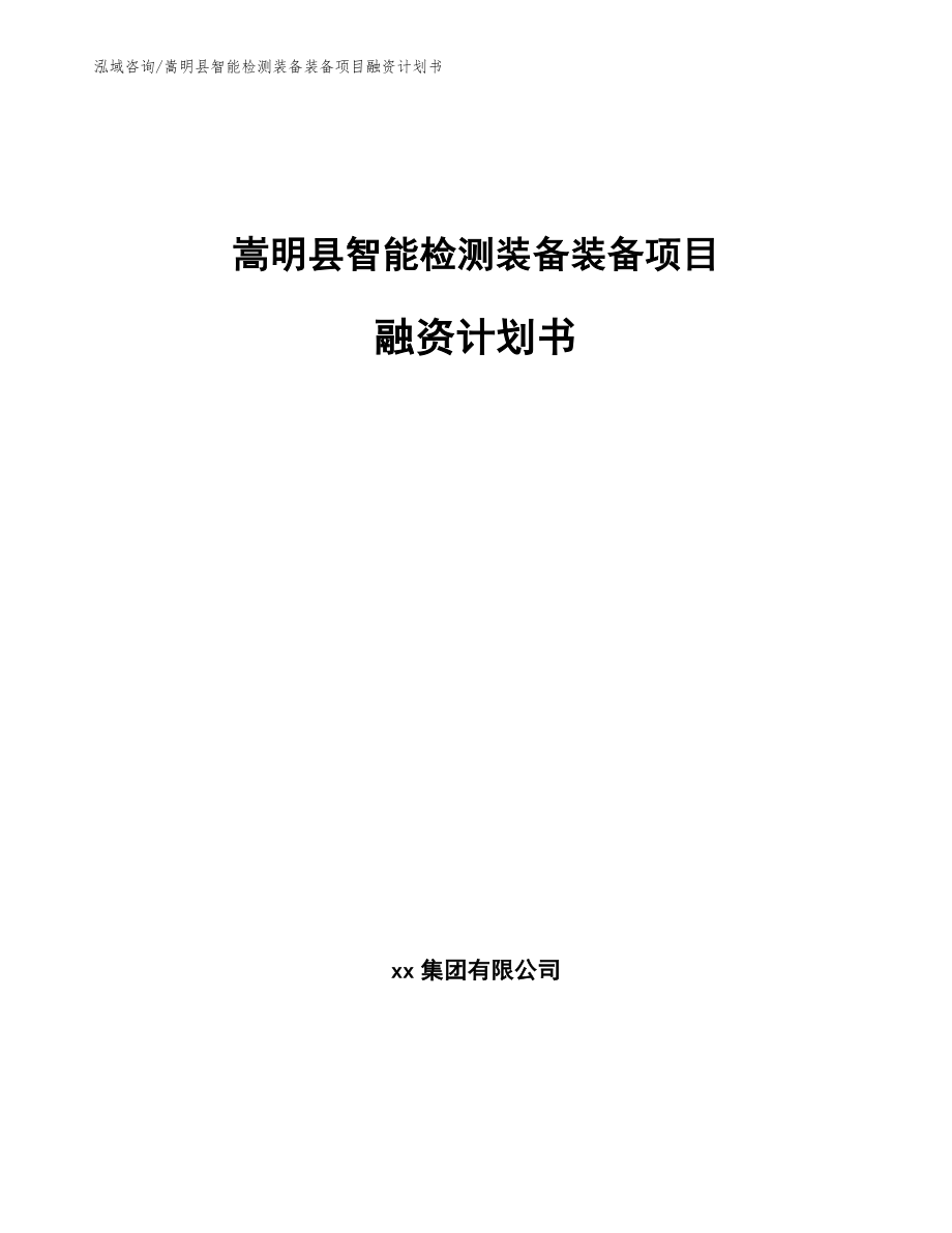 嵩明县智能检测装备装备项目融资计划书_范文参考_第1页