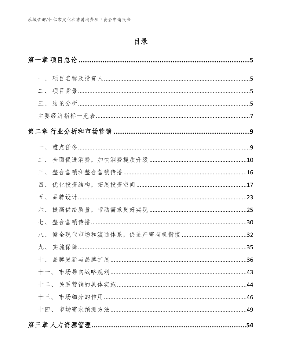 怀仁市文化和旅游消费项目资金申请报告模板范本_第1页