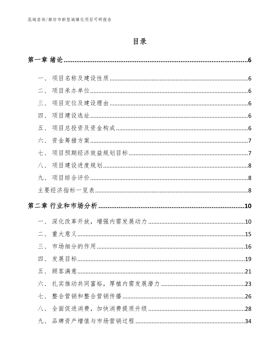 廊坊市新型城镇化项目可研报告范文模板_第1页