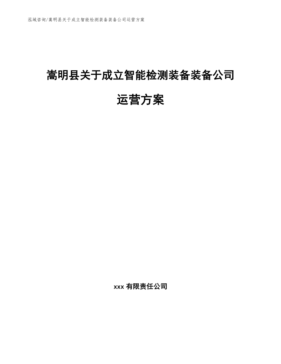 嵩明县关于成立智能检测装备装备公司运营方案模板_第1页