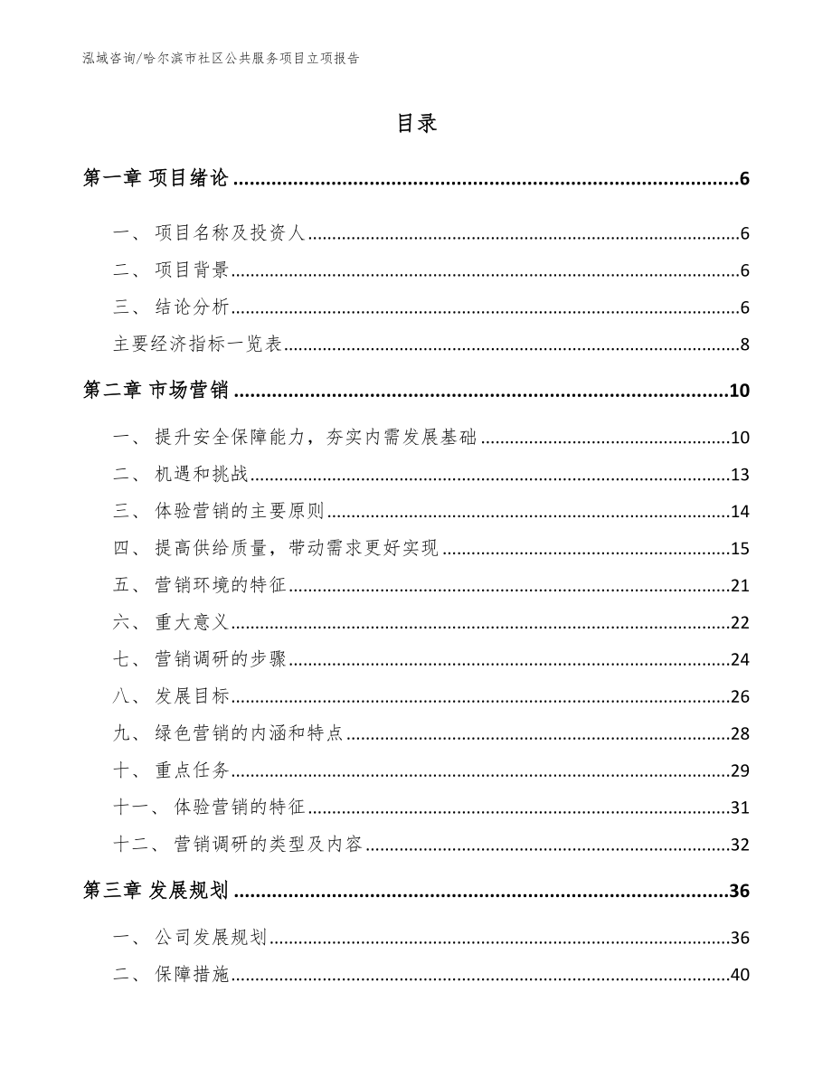 哈尔滨市社区公共服务项目立项报告【范文模板】_第1页