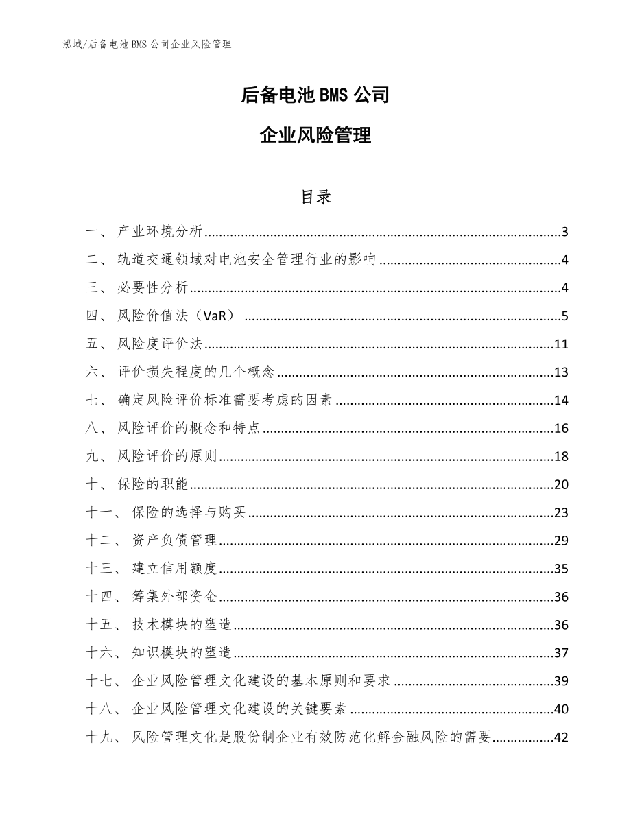 后备电池BMS公司企业风险管理_第1页