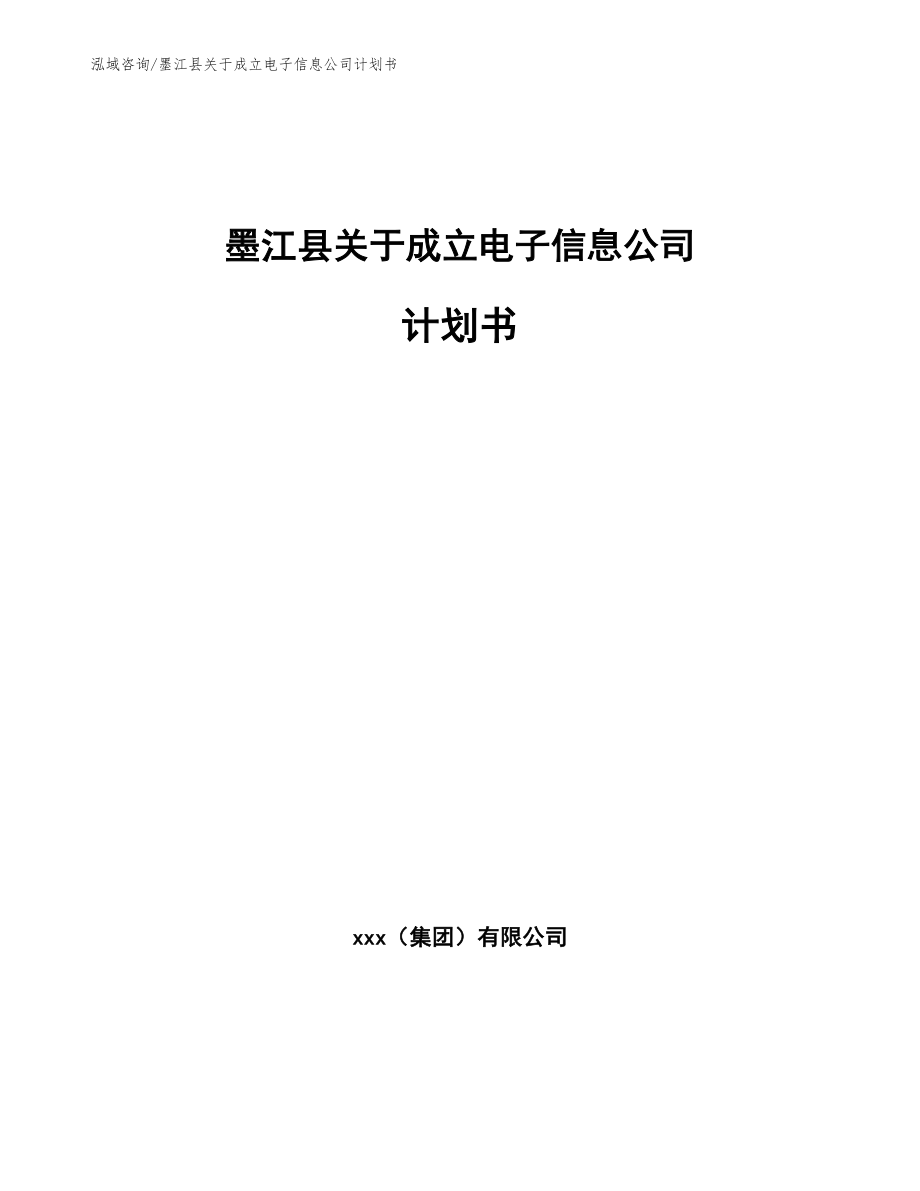 墨江县关于成立电子信息公司计划书_第1页